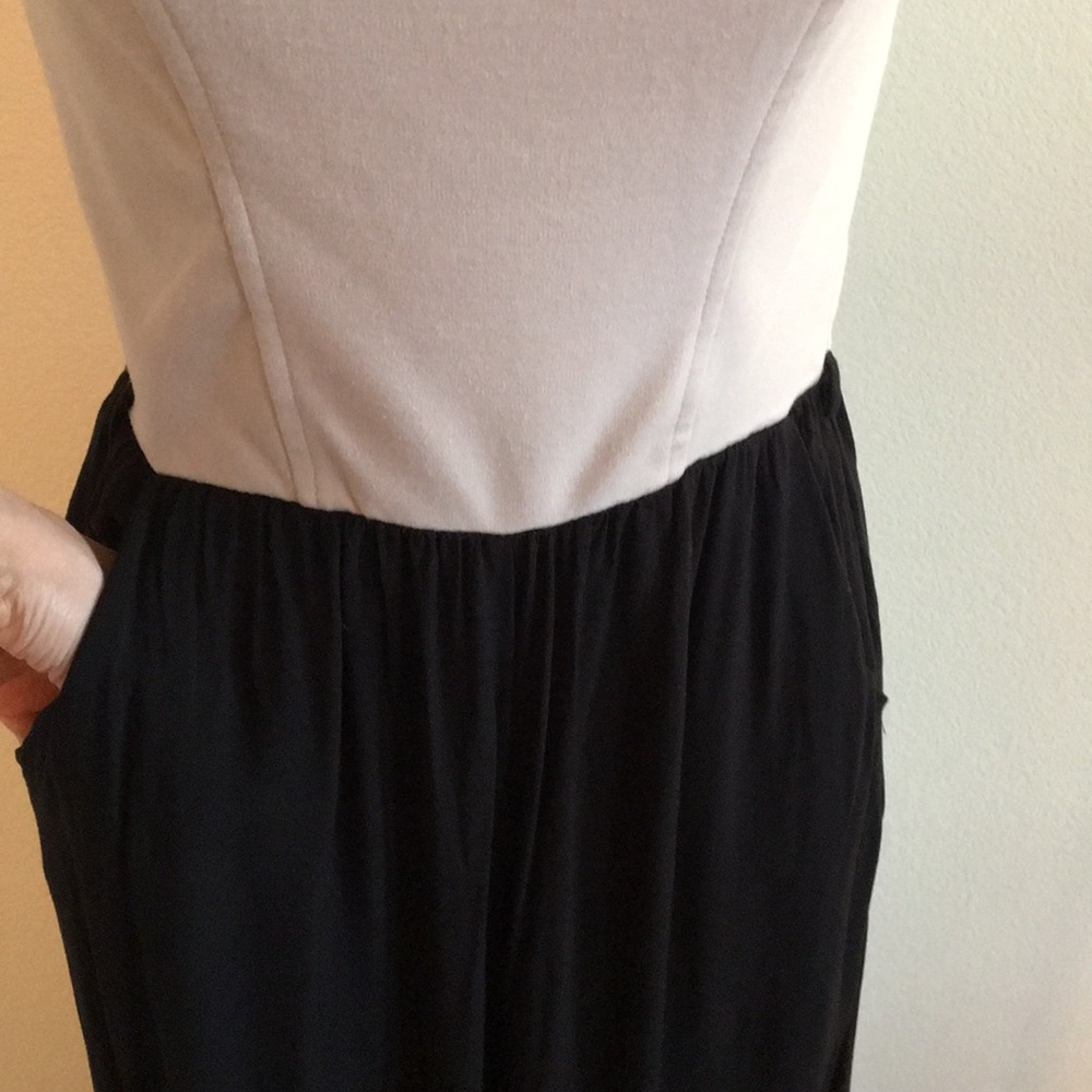 Black + Cream boho sleeveless Jumpsuit - Picture 4 of 5